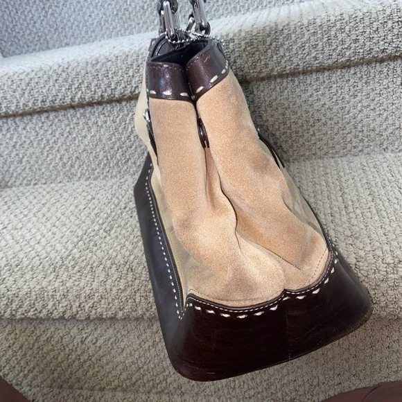 Coach hamptons maddison suede leaterh carryall satchel - Picture 6 of 11